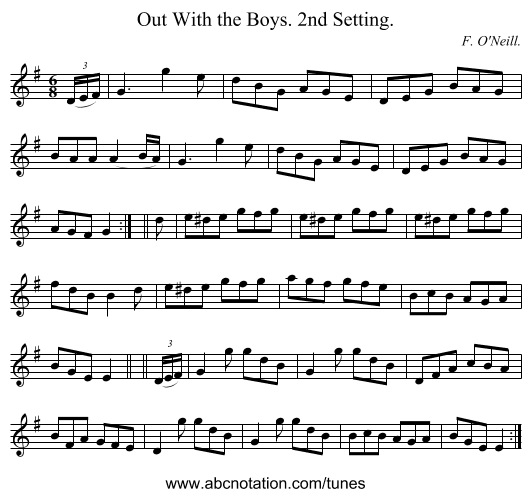 Out With the Boys. 2nd Setting. - staff notation
