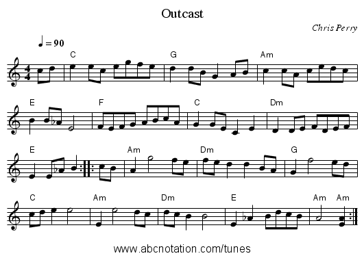 Outcast - staff notation