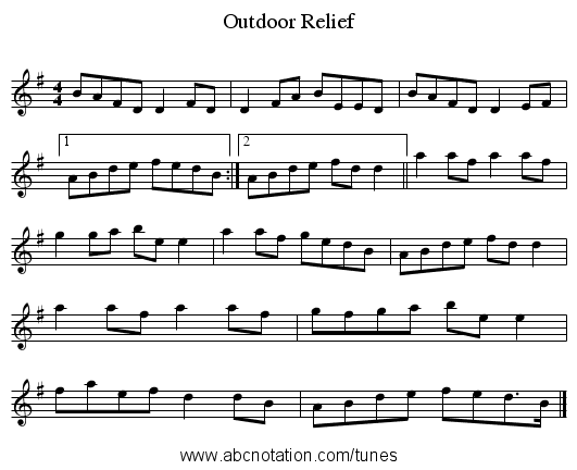 Outdoor Relief - staff notation