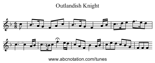 Outlandish Knight - staff notation