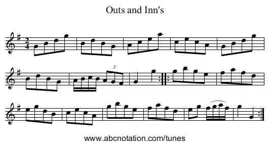 Outs and Inn's - staff notation