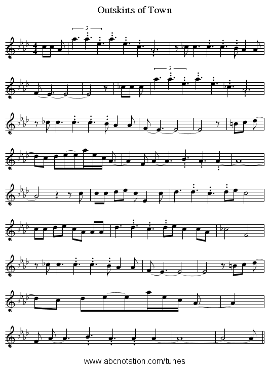 Outskirts of Town - staff notation