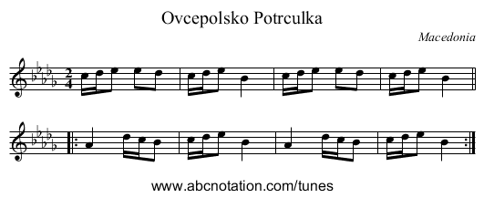 Ovcepolsko Potrculka - staff notation
