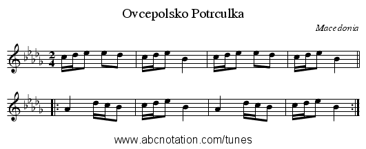 Ovcepolsko Potrculka - staff notation
