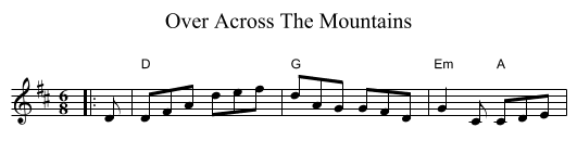 Over Across The Mountains - staff notation