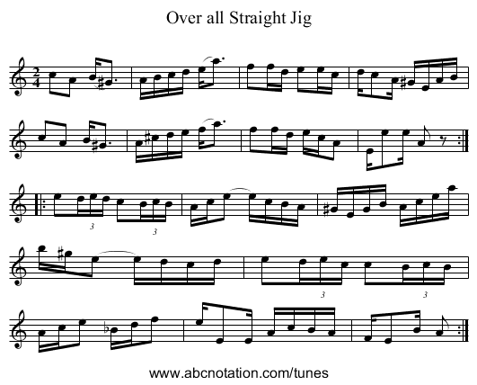 Over all Straight Jig - staff notation