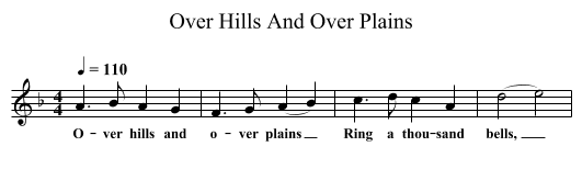 Over Hills And Over Plains - staff notation