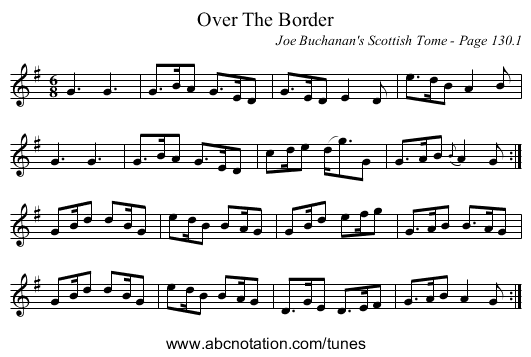 Over The Border - staff notation