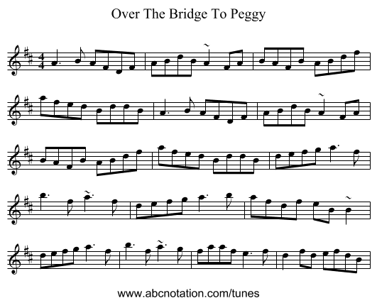 Over The Bridge To Peggy - staff notation