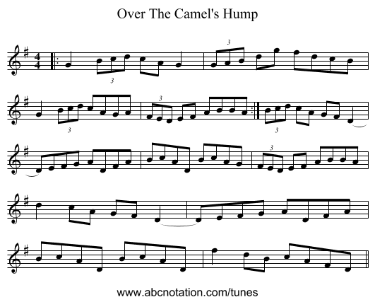 Over The Camel's Hump - staff notation