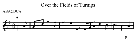 Over the Fields of Turnips - staff notation