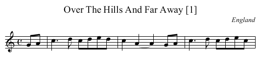 Over The Hills And Far Away [1] - staff notation
