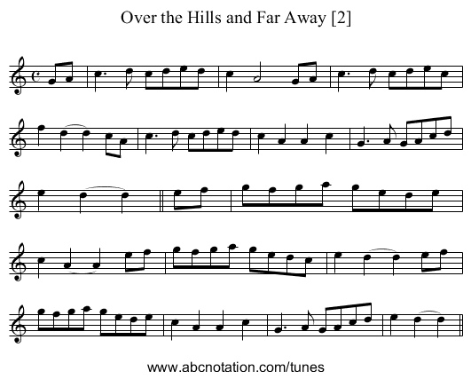 Over the Hills and Far Away [2] - staff notation