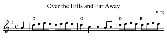 Over the Hills and Far Away - staff notation