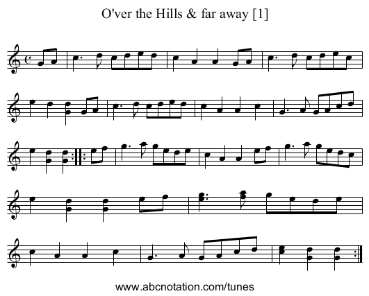O'ver the Hills & far away [1] - staff notation