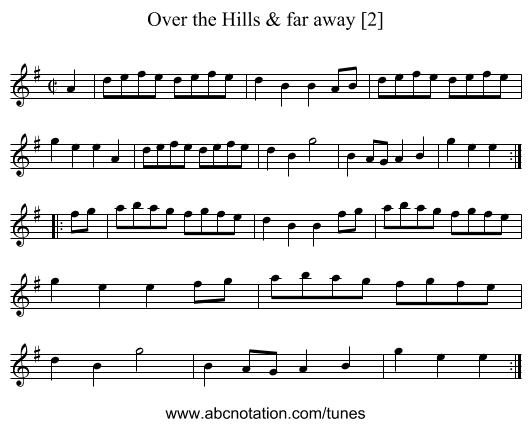 Over the Hills & far away [2] - staff notation