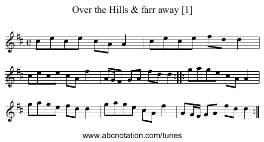 Over the Hills & farr away [1] - staff notation