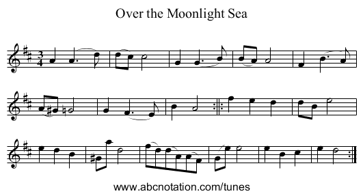 Over the Moonlight Sea - staff notation