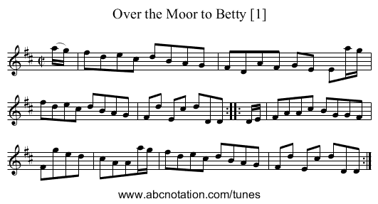 Over the Moor to Betty [1] - staff notation