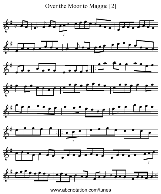 Over the Moor to Maggie [2] - staff notation