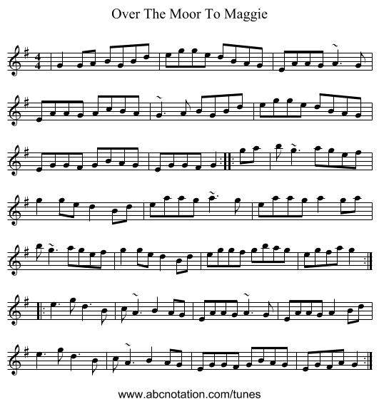 Over The Moor To Maggie - staff notation