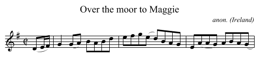 Over the moor to Maggie - staff notation