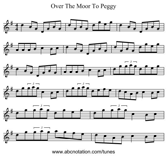 Over The Moor To Peggy - staff notation
