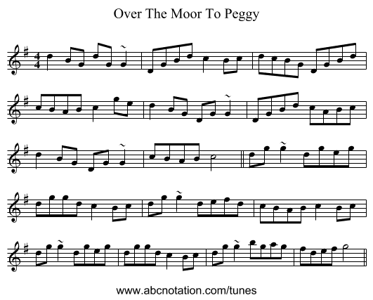 Over The Moor To Peggy - staff notation