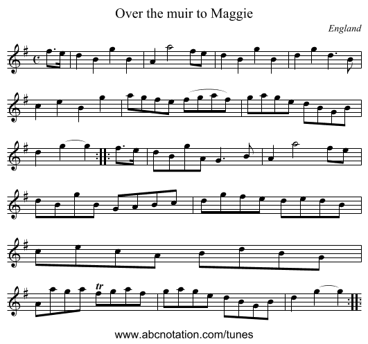 Over the muir to Maggie - staff notation