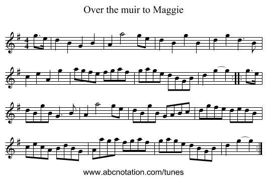 Over the muir to Maggie - staff notation