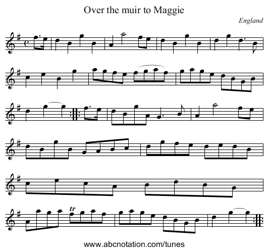 Over the muir to Maggie - staff notation