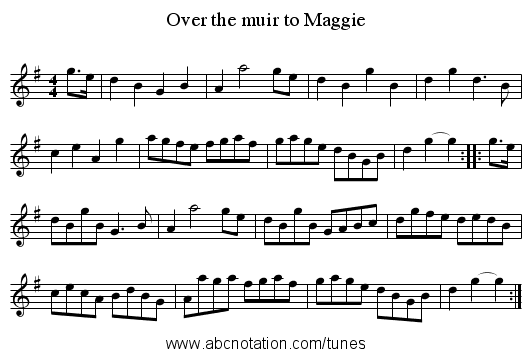 Over the muir to Maggie - staff notation