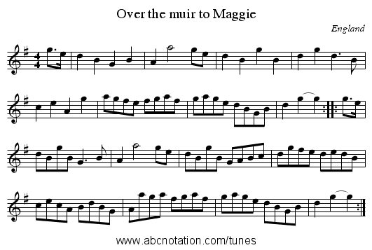 Over the muir to Maggie - staff notation