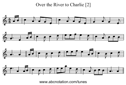 Over the River to Charlie [2] - staff notation