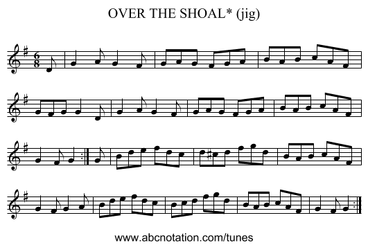 OVER THE SHOAL* (jig) - staff notation