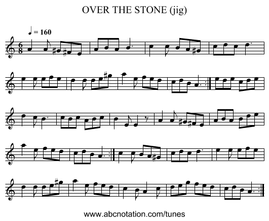 OVER THE STONE (jig) - staff notation