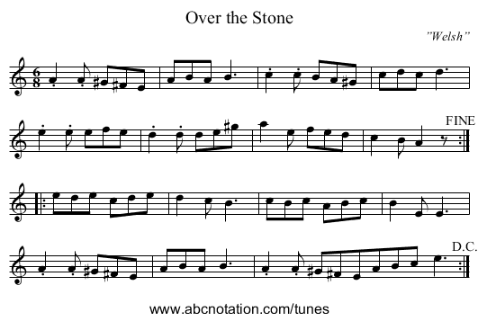 Over the Stone - staff notation