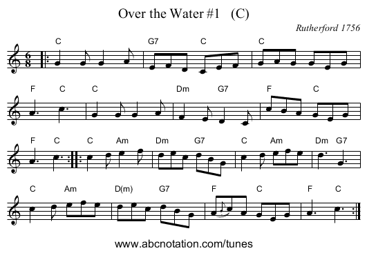 Over the Water #1   (C) - staff notation