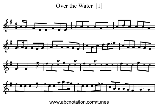 Over the Water  [1] - staff notation