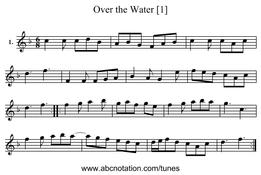 Over the Water [1] - staff notation
