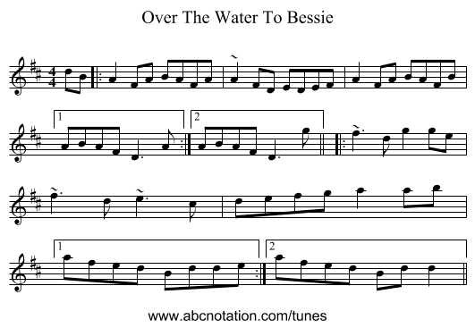 Over The Water To Bessie - staff notation