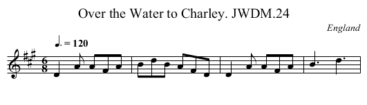 Over the Water to Charley. JWDM.24 - staff notation