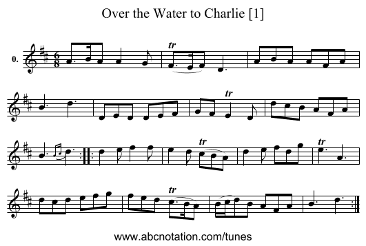Over the Water to Charlie [1] - staff notation