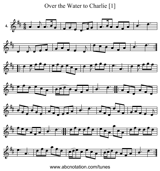 Over the Water to Charlie [1] - staff notation