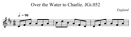 Over the Water to Charlie. JGi.052 - staff notation