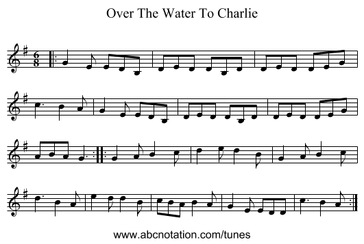 Over The Water To Charlie - staff notation