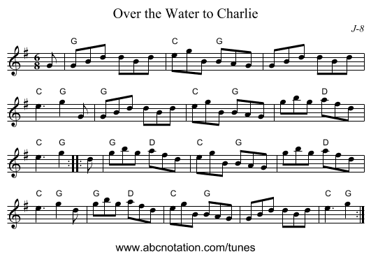 Over the Water to Charlie - staff notation