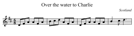 Over the water to Charlie - staff notation