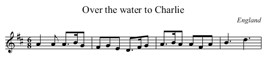 Over the water to Charlie - staff notation