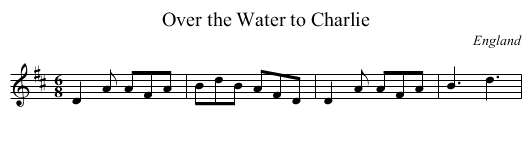 Over the Water to Charlie - staff notation
